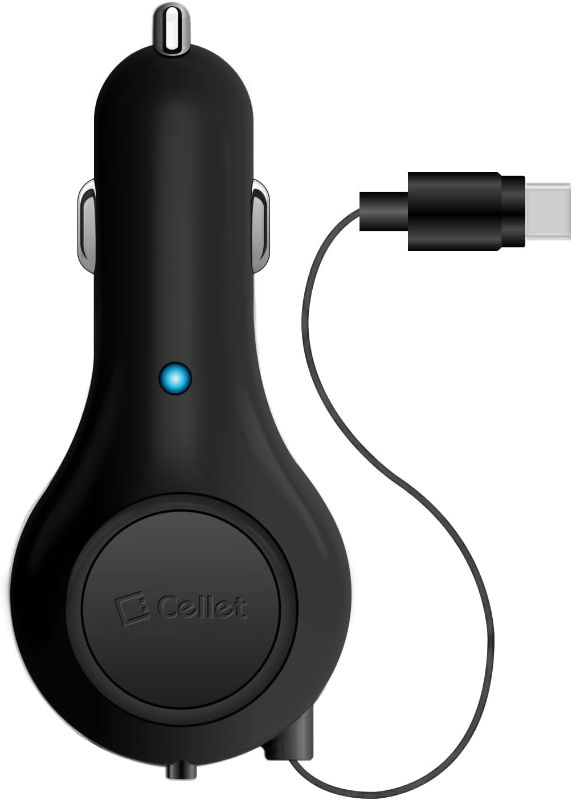 Photo 1 of Cellet USB-C (Type-C) Retractable Car Charger, Fast Car Charger Compatible for iPhone 15, Samsung Galaxy Smartphones, LG Motorola Moto Google Pixel (USB-C 15 Watt)