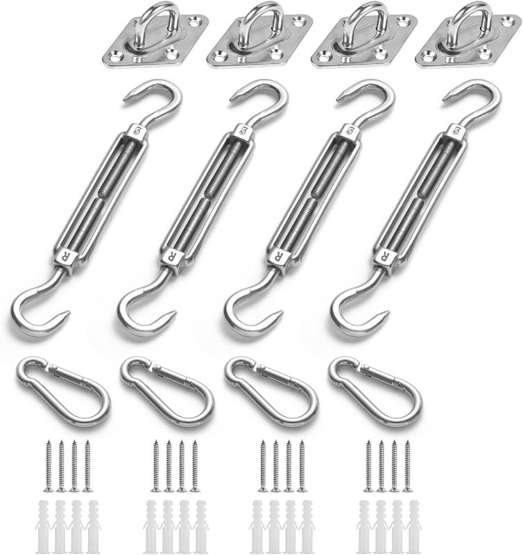 Photo 1 of HOMPER Awning Attachment Set, Heavy Duty Sun Shade Sail Stainless Steel Hardware Kit for Garden Triangle and Square, Rectangle, Sun Shade Sail Fixing Accessories