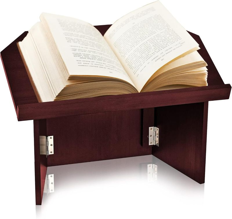 Photo 1 of Adir Foldable Tabletop Podium - Portable Presentation Podium, Lectern Book Stand for Reading in Churches, Restaurants, and Classrooms (Mahogany)