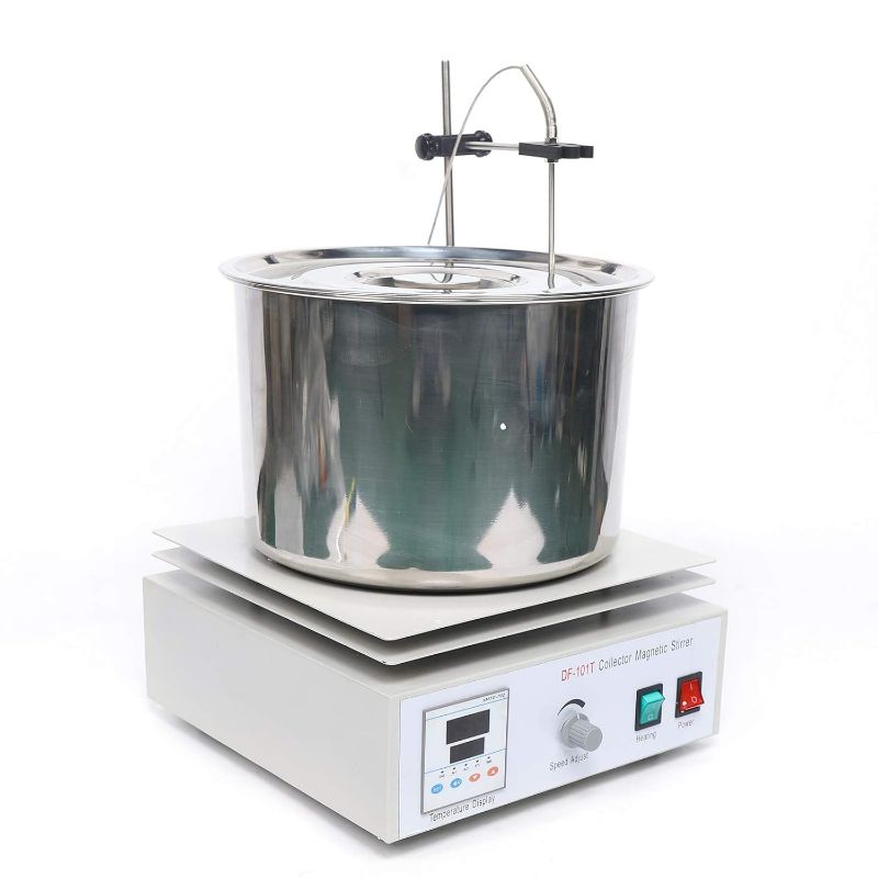 Photo 1 of 10L Thermostatic Magnetic Stirrer Digital Heating Lab Mixer Lab Thermostat 0-1400Rpm Heat-Gathering Magnetic Stirrer Water Oil Bath 400 Thermostat Tool with Hot Plate