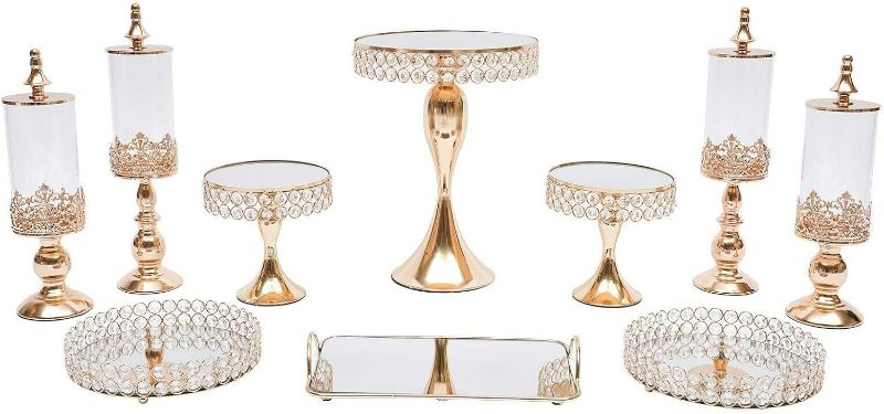 Photo 1 of 10 Pcs Metal Cake Stand Set for Birthday Party Gold