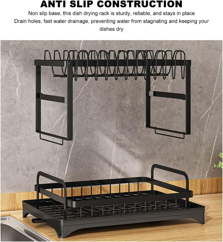 Photo 1 of Dish Drying Rack, Large Capacity Dish Rack for Kitchen Counter Iron Multipurpose 2 Tier Cutlery Holder Small Dinnerware Drainer Chopsticks Cutlery Countertop Drying Rack(White)