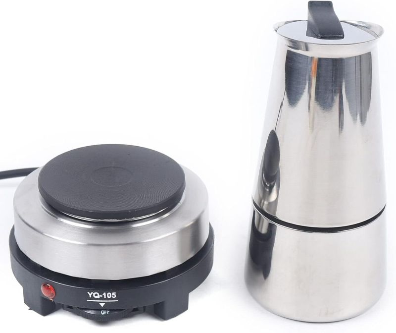 Photo 1 of Stovetop Espresso Coffee Maker 6 Cups 300ml Italian Coffee Maker Stainless Steel Moka Coffee Pot 7.68 * 4.92 * 3.74inch with Electric Stove