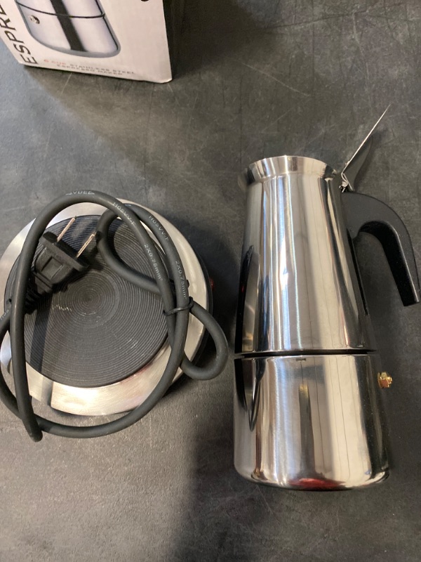 Photo 1 of Stovetop Espresso Coffee Maker 6 Cups 300ml Italian Coffee Maker Stainless Steel Moka Coffee Pot 7.68 * 4.92 * 3.74inch with Electric Stove
