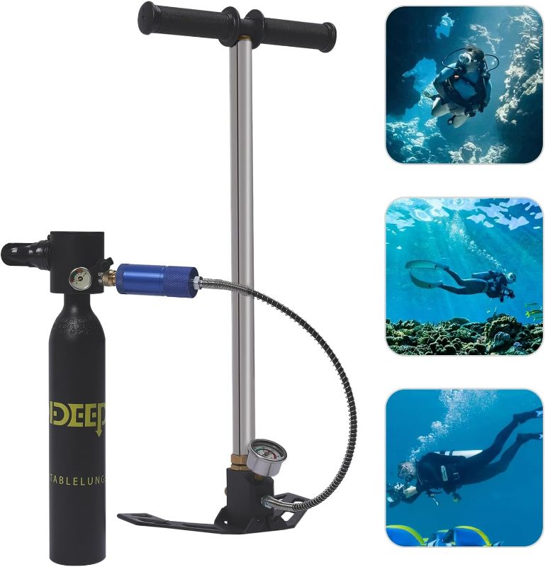 Photo 1 of Mini Scuba Tank with Reusable Diving Tank Kit 0.5L Capacity Mini Scuba Diving Tanks That Support 5-10 Minutes of Underwater Breathing Dive Portable Lungs for Diving