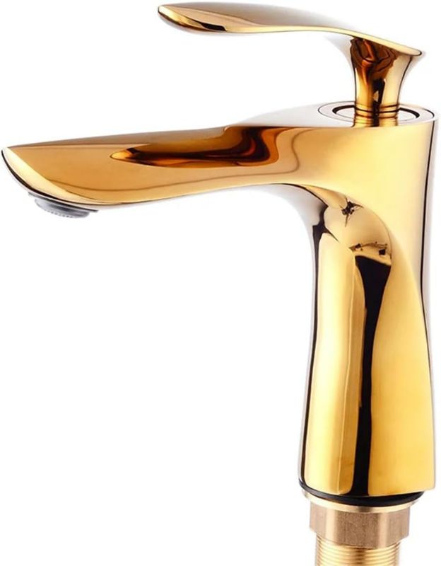 Photo 1 of Brass Chrome Black Whte Golden Shite Single Handle Bathroom Sink Faucet Mixer Tap Basin Faucet Golden