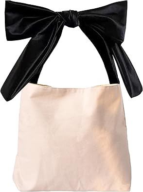 Photo 1 of Bow Purse Thick Canvas Tote Bags Blank Aesthetic Coquette Purse with Bow Large