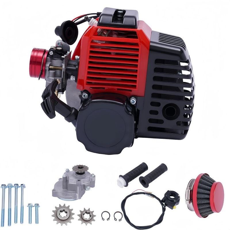 Photo 1 of 49CC 2 Stroke Gas Motor Mini Racing Engine with Air Filter Hand-Pulled Start Gas Motor Single Cylinder Air-Cooled 49CC Motor Kit for Vapor Scooter