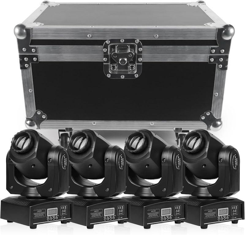 Photo 1 of U`King 4PCS Moving Head Lights with Flight Case Storage Container, ZQ02001 Customized Road Case and 4PCS Moving Head DJ Lights Included