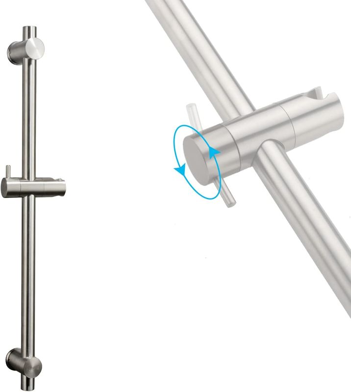 Photo 1 of 24 Inch Shower Slide Bar with Adjustable Shower Holder Stainless Steel Wall Mount Sliding Bar, Brushed Nickel