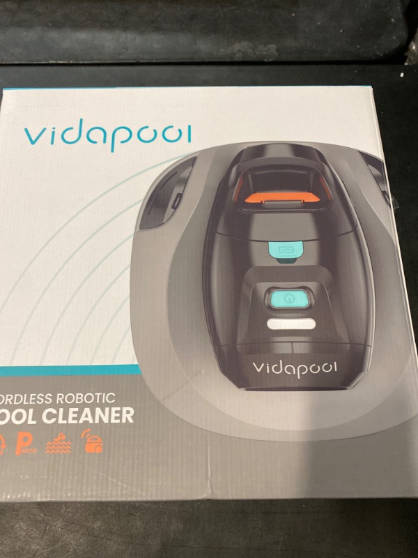 Photo 1 of Vidapool Cordless Robotic Pool Vacuum Cleaner,Portable Swimming Pool Vacuum Self-Parking Technology with LED Indicator,Ideal for Above Ground/Flat Pools up to 860 Sq.Ft,Lasts 90 Mins Grey