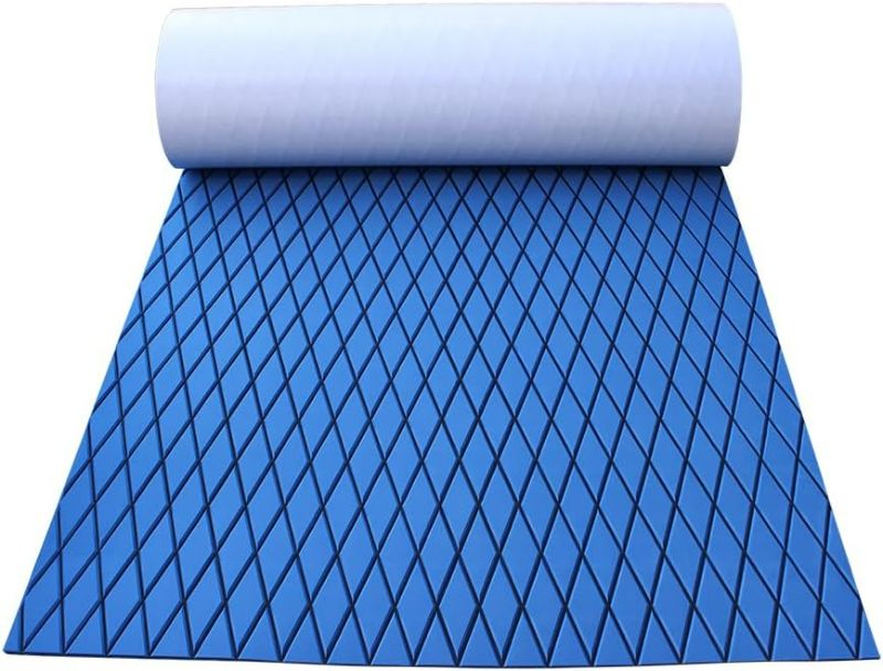 Photo 1 of EVA Foam Boat Flooring Decking Sheet Pad Anti-Skid Faux Teak Marine Flooring Mat for Cooler Tops RV Yacht (blue)