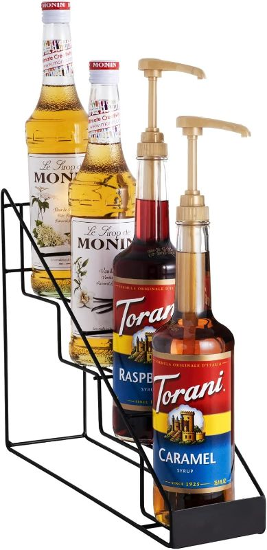 Photo 1 of Mustry Coffee Syrup Rack for Coffee Bar Accessories, Fits with Torani and Monin Syrup, Coffee Bar Organizer Holds 4 Bottles