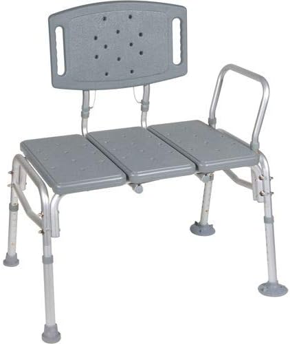 Photo 1 of HEALTHLINE Transfer Bench Adjustable Height 500 Lbs, Heavy Duty Bariatric Tub Transfer Bench with Back, Non-slip Seat, Bath Shower Bench Chair for Bathroom for Elderly Disabled