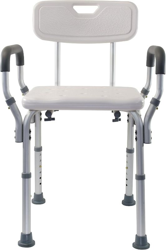 Photo 1 of Essential Medical Supply Height Adjustable Shower and Bath Bench with Padded Arms, Contoured Back and Textured Shower Chair Seat