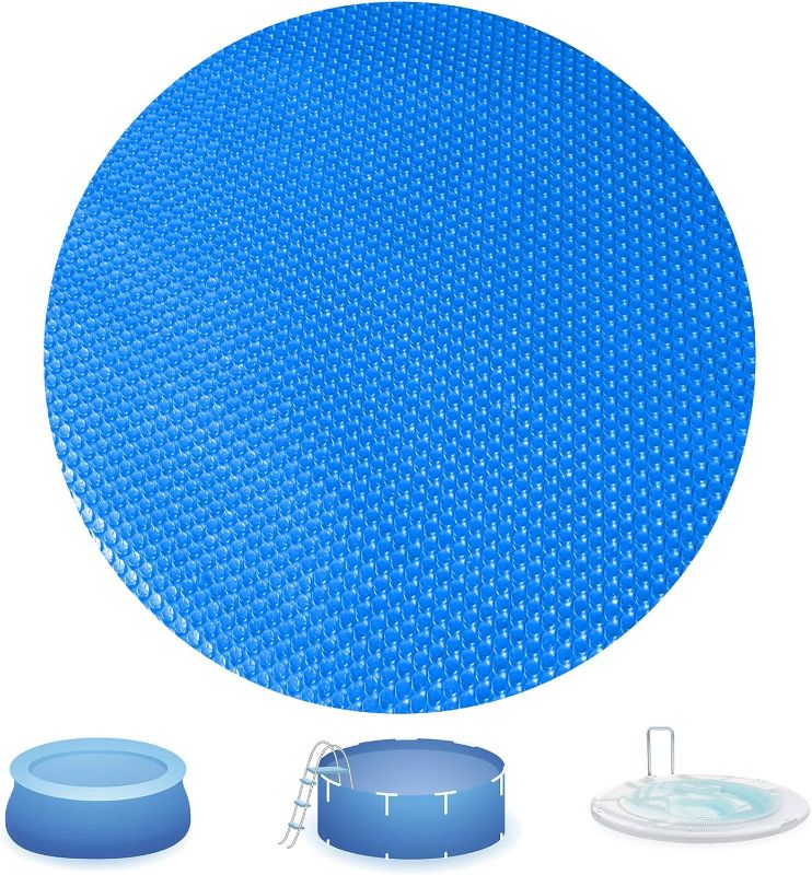 Photo 1 of 10 Ft Bubble Solar Pool Covers Blankets for Round Inground Above Ground Circular Swimming Pool Hot Tub Spa Solar Floating Thermal Covers Blanket Mat (10 Foot)