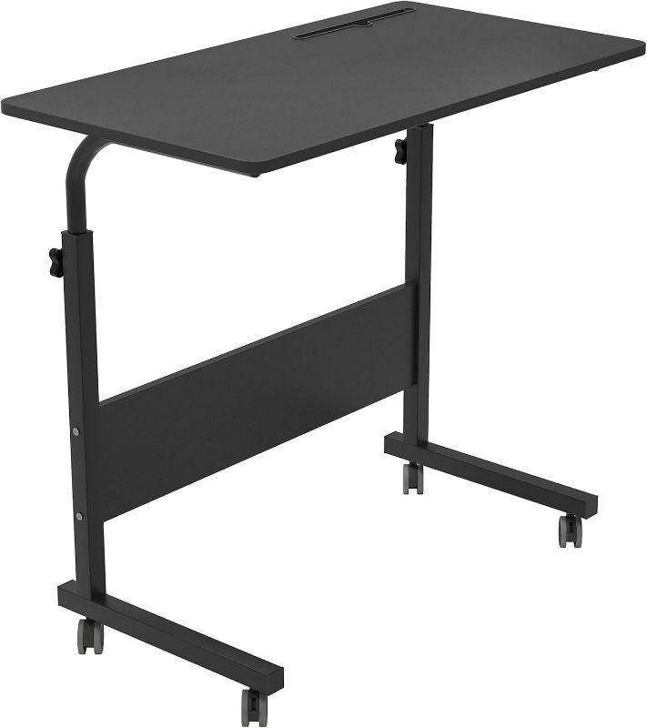 Photo 1 of 
Mobile Standing Desk Adjustable Height Portable Stand Up Desk Computer Workstation Home Office Rolling Bedside Table Laptop Cart for Standing or Sitting (black)