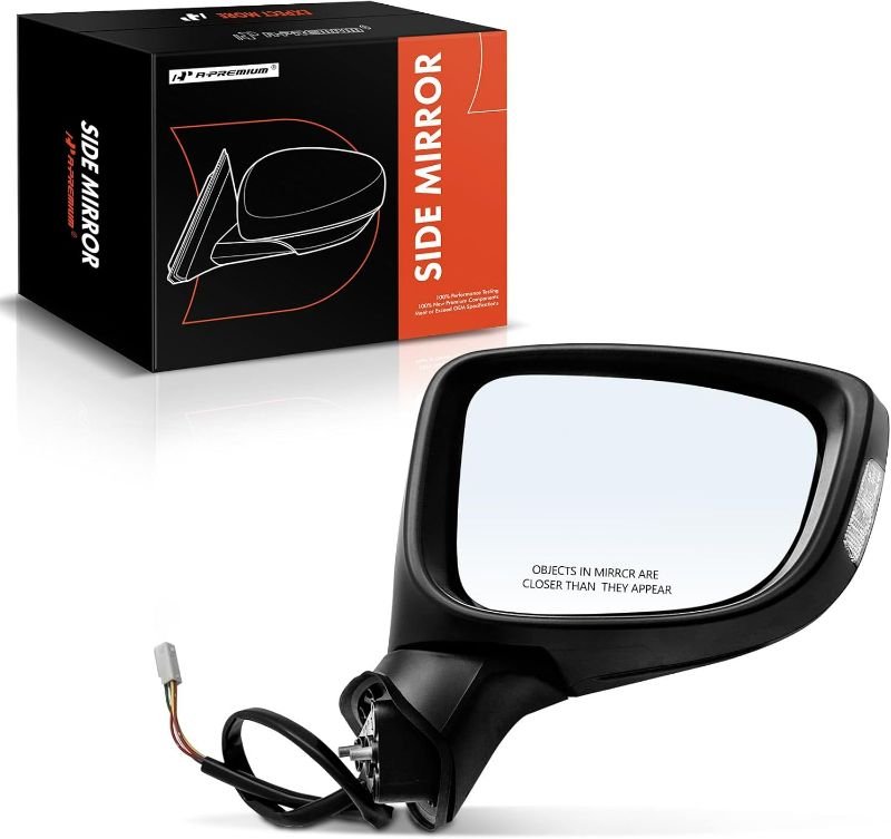 Photo 1 of A-Premium Passenger Side Power Door Mirror - Compatible with Mazda 3 2014 2015 2016 - Heated Power Folding Black Outside Rear View Mirror w/Turn Signal and Blind Spot Detection - Replace# BJD669121E