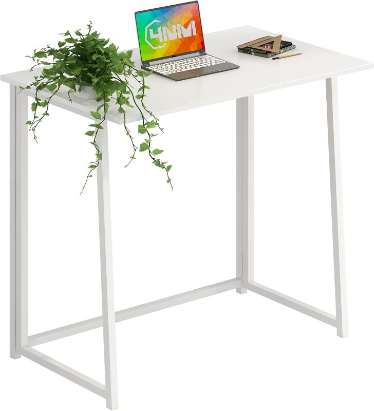 Photo 1 of 4NM 31.5" Small Folding Desk, Simple Assembly Computer Desk Home Office Desk Study Writing Table for Small Space Offices - All White