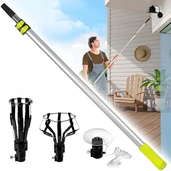 Photo 1 of 10 FT Light Bulb Changer for High Ceilings, 3.6 to 10 FT Aluminum Telescopic Bulb Changer with Baskets and Suction Cup, Light Bulb Removal Tool for Household