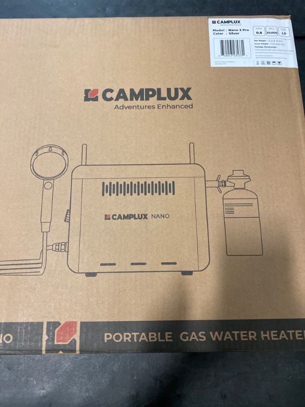 Photo 3 of CAMPLUX 1 lb Propane On-Demand Portable Water Heater Nano 3 Pro, Table Top Camp Water Heater & Shower Pump w/Built-in Battery, Compact Outdoor Camping Hot Showers