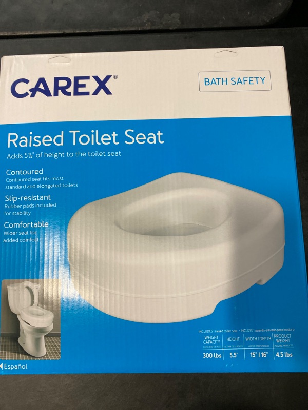 Photo 3 of Carex Toilet Seat Riser - Adds 5.5 Inch of Toilet Height - Raised Toilet Seat with 300 Pound Weight Capacity, Slip-Resistant, Toilet Riser, Elevated Toilet Seat