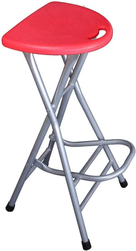 Photo 1 of Folding Stool,28in Portable Collapsible Bar Stool with Handle & Steel Frame,198 lbs Sturdy Foldable Lightweight Metal Chair for Outdoor/Indoor Kitchen Home Bar, Assembly Free (Set of 1,)
