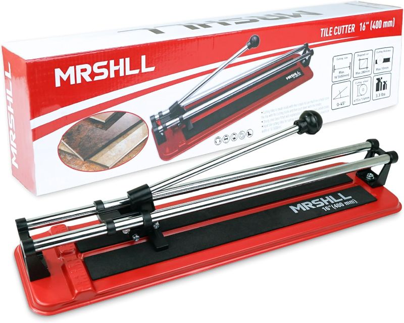 Photo 1 of 16 Inch Manual Tile Cutter - Porcelain Ceramic Tile Cutter with Hardened Tungsten Carbide Cutting Wheel - Anti-Skid Base - Double Rails - Lightweight with Ergonomic Handle - Ceiling Tile Cutter