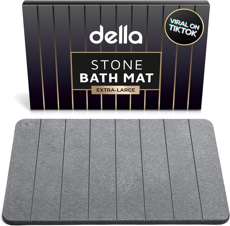 Photo 1 of Della Extra-Large Stone Bath Mat - Super Absorbent Diatomaceous Earth Shower Mat - Quick Drying Bathstone for Bathroom Floor - Water Absorbent Diatomite Bathmat