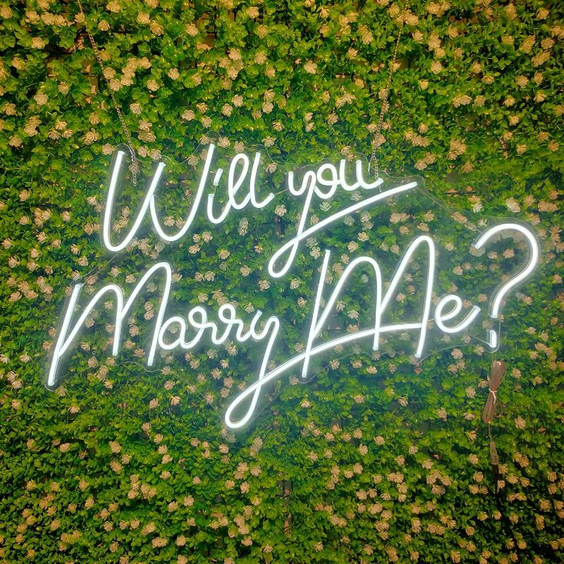 Photo 1 of 31.5 * 20.5 inches Large Neon Sign Will You Marry Me ? with Dimmer Switch, 12V Wedding Neon Sign Decoration Ins Neon Signs For Wall Decor Neon Light