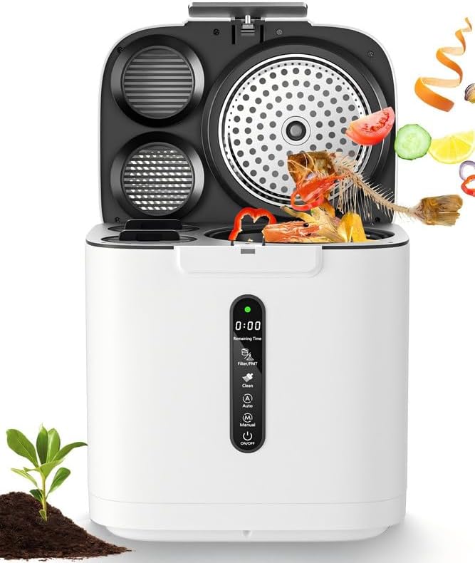 Photo 1 of 4L Indoor Countertop Electric Composter, Compost Bin for Kitchen, Odorless/Auto-Cleaning/Smart LED Display/ 3 Modes, Turn Kitchen Waste to Fertilizer, Food Compost Machine for Garden