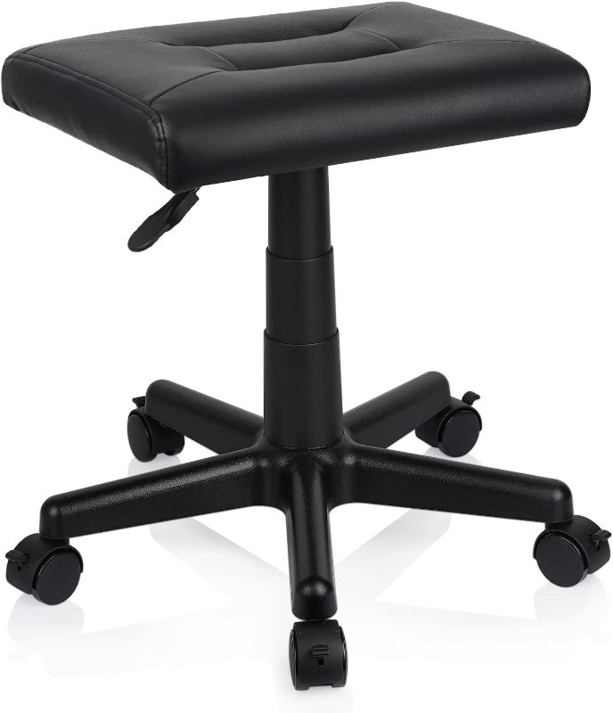 Photo 1 of Footrest Stool Under Desk Adjustable Height Footrest Ottoman Ergonomic Foot Stool with Wheels 360° Rolling Footrest for Home Office (Black-1)