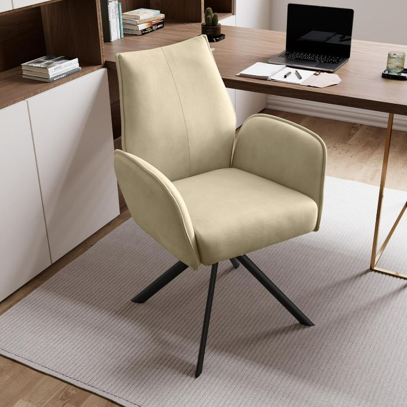 Photo 1 of jiexi Office Beige Chair | Upholstered | Swivel Arm | no Wheel | Bedroom, Reception Room, Living Room