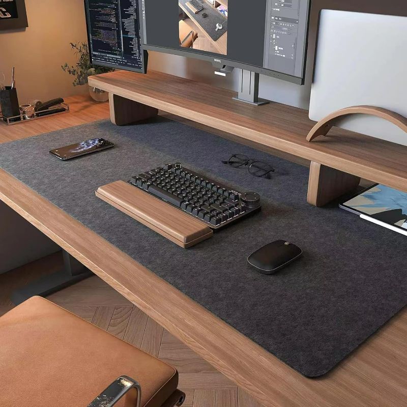 Photo 1 of Large Felt Desk Mat,39.4''x19.69'' Non-Slip Desk Mat,Desk Pad Protector for Keyboard, Computer,Desk Accessories for Home and Office,100x50CM Full Desk Mouse pad (Dark Grey)