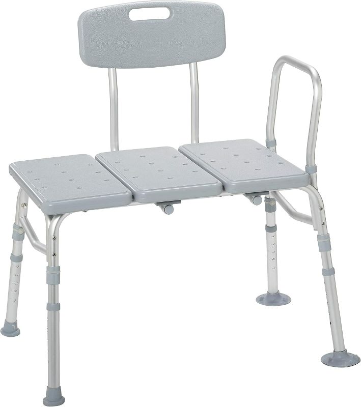 Photo 1 of Drive Medical 12011KD-1 Tub Transfer Bench For Bathtub, Height Adjustable Shower Bench with Backrest, Shower Seat Shower Chair Bath Chair for Elderly, Seniors, Arm Support for Transfer, 400 Weight Cap