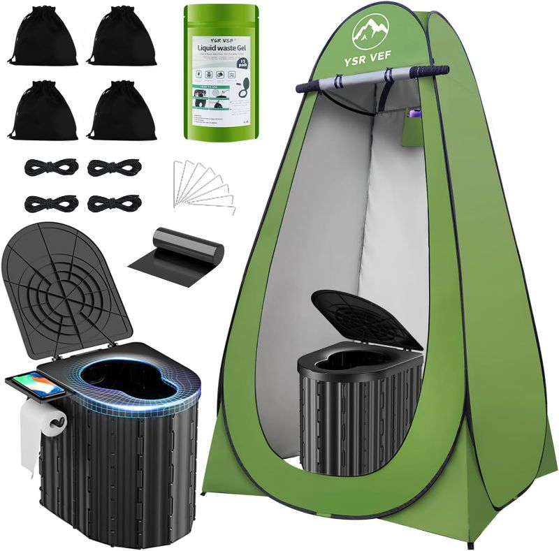 Photo 1 of Camping Toilet with Pop-Up Privacy Tent and Liquid Waste Gel, Portable Toilet for Camping with Large Tent, Ergonomic Potty Provides Enhanced Comfort, Suitable for All Ages