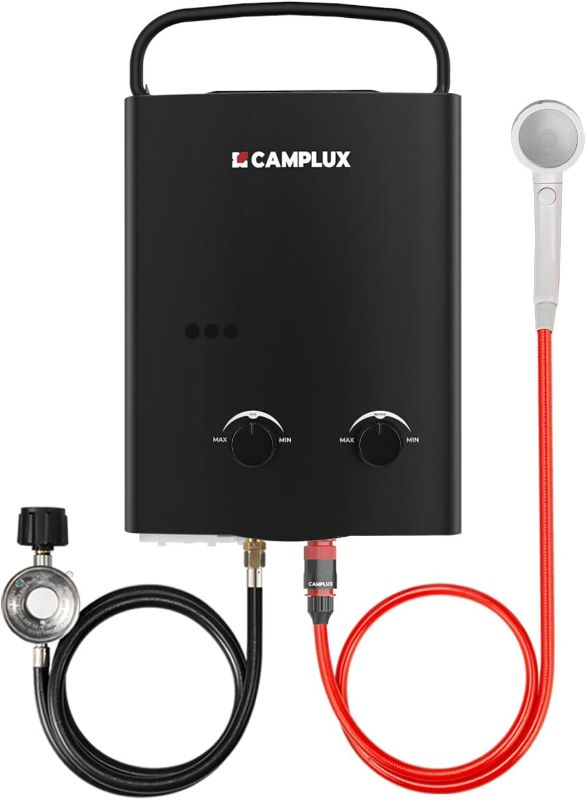 Photo 1 of ** FINAL SALE – SOLD AS IS ** Portable Tankless Water Heater, Camplux 1.32 GPM Outdoor Propane Gas Camp Shower with Portable Handle, Black ( Missing Pieces 