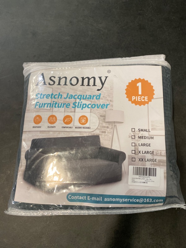 Photo 2 of Asnomy Couch Covers for 3 Cushion Couch Stretch Sofa Covers Slipcovers, Pet Protector Furniture Covers for Dogs Cats Spandex Jacquard Fabric Small Checks?Large gray?