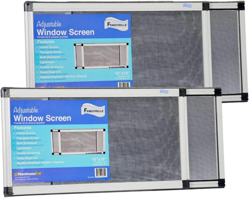 Photo 1 of Fenestrelle Expandable Window Screen, 2 Way Adjustable, Horizontal (10" H x 19" - 36" W) or Convert to Vertical (19" H x 10" - 18" W), Perfect Replacement Screen for Windows, 2 Pack of Small Screens