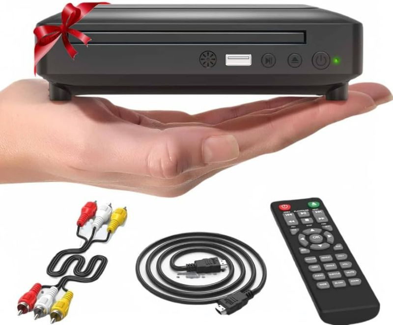 Photo 1 of Ceihoit Mini HD DVD Player, CD Players for Home, DVD Players for TV, Up-Convert to HD 1080p, All Region, Breakpoint Memory, Built-in PAL/NTSC, USB 2.0.. Missing HDMI, RCA Cable and remote  