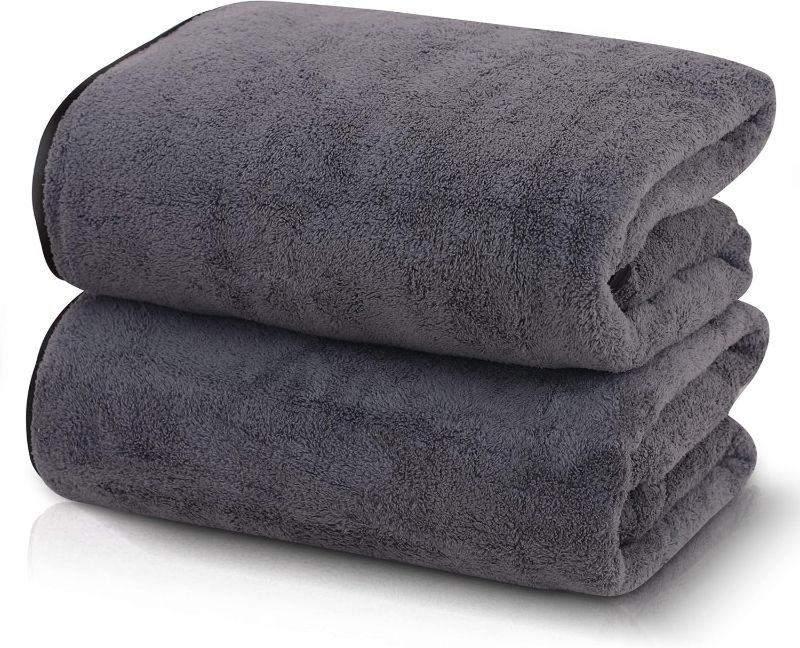 Photo 1 of TENSTARS Silk Hemming Bath Towels for Bathroom Clearance - 27 x 55 inches - Light Thin Quick Drying - Soft Microfiber Absorbent Towel for Fitness, Sports, Yoga, Travel, Gym - 2 Pack, Dark Grey