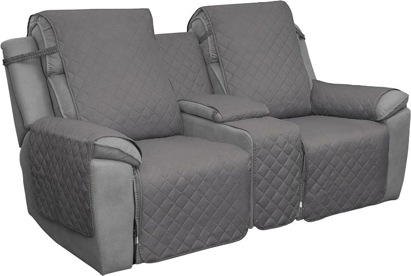 Photo 1 of Easy-Going Loveseat Recliner Cover with Console, Reversible Couch Cover for Living Room, Split Sofa Cover for Each Seat with Elastic Straps for Kids, Dogs, Pets(2 Seater, Gray/Light Gray)