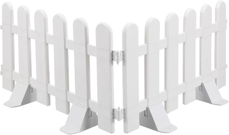 Photo 1 of Happyyami 2pcs Plastic Fence Courtyard Indoor Garden Fence Garden Small Fence with 4 Base