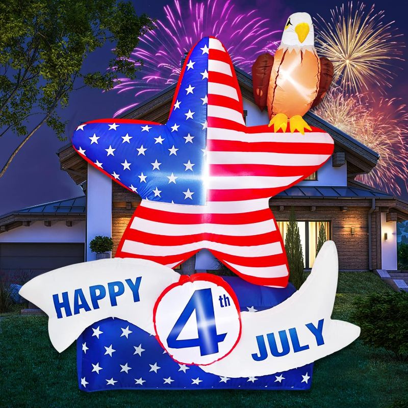 Photo 1 of 4th of July Inflatable Decorations,Star American Flying Bald Eagle with Build-in LEDs,Blow Up Yard Decoration Patriotic Independence Day Inflatables for Party Indoor, Outdoor, Lawn, Garden Decor