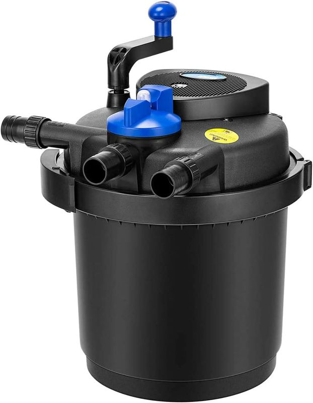 Photo 1 of Bio Pressure Pond Filter, up to 1000 Gallons, Pond Filter System with Convenient Cleaning Crank Handle for Garden, Pool, Fishpond, Black