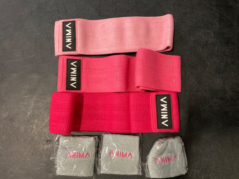 Photo 2 of ANIMA Hip Exercise Bands - Beautiful Gift Box - Durable Booty Resistance Bands - Non-Slip Hip Bands for Legs and Butt - Hip Workout Bands in 3 Resistant Levels - Sweatband & Carry Pouch Included