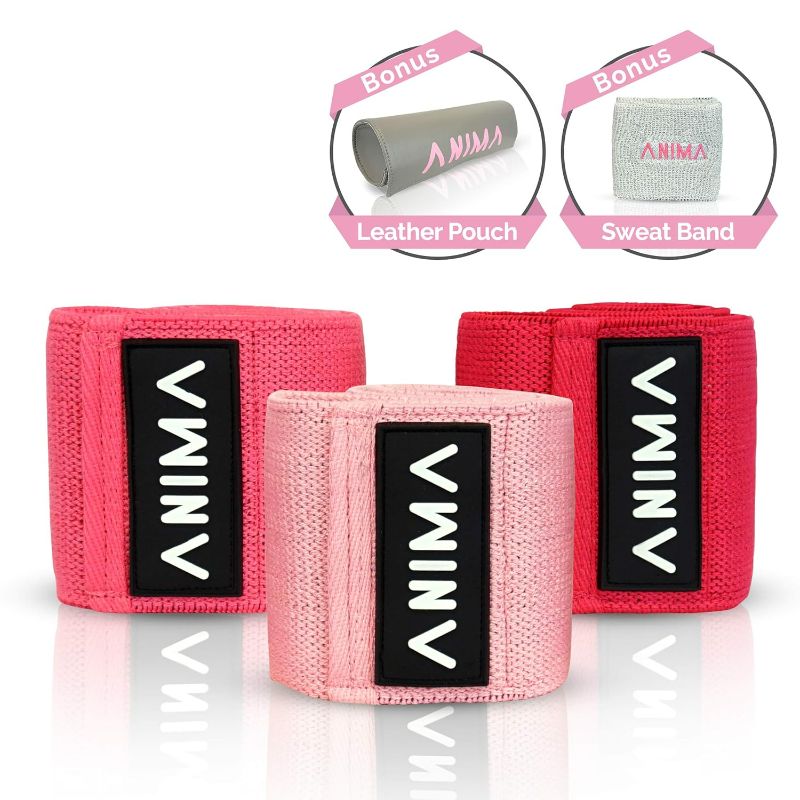 Photo 1 of ANIMA Hip Exercise Bands - Beautiful Gift Box - Durable Booty Resistance Bands - Non-Slip Hip Bands for Legs and Butt - Hip Workout Bands in 3 Resistant Levels - Sweatband & Carry Pouch Included