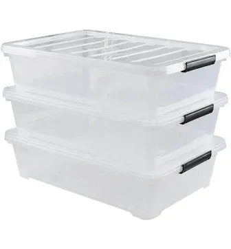 Photo 1 of Glad 3-Packs Underbed Storage Bins on wheels ( Missing Lids)  