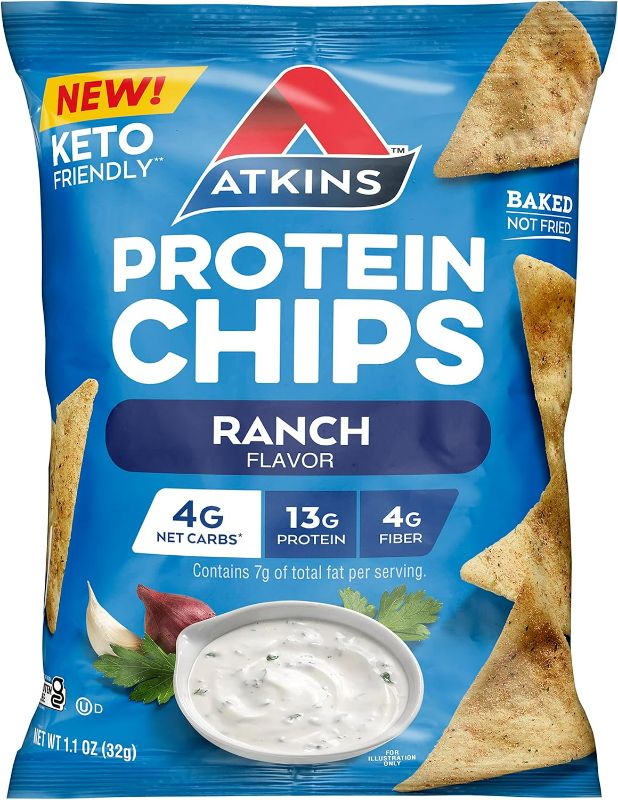 Photo 1 of Atkins Ranch Protein Chips, 4g Net Carbs, 13g Protein, Gluten Free, Low Glycemic, Keto Friendly, 11 Count ( sell by date 12-02-2022)