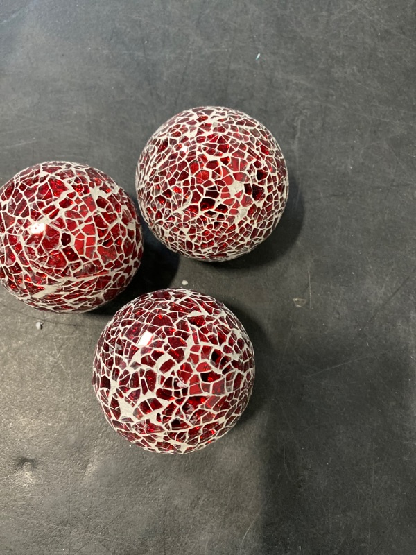 Photo 2 of Decorative Balls, 3 Pack Glass Mosaic Sphere, 3" Balls Sphere Decor Table Centerpiece for Bowls Vases Dining Table Decor, Bowl Filler for House Decor Halloween Christmas